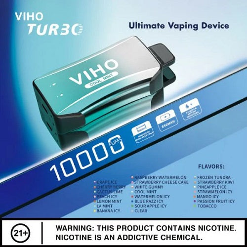 VIHO TURBO DUAL COIL DUAL INDICATOR DISPOSABLE DEVICE 5% 10000 Puffs 10pk