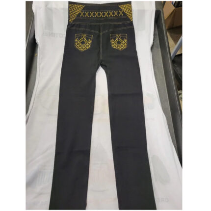 One Size Fits All Leggings Black With Gold Design