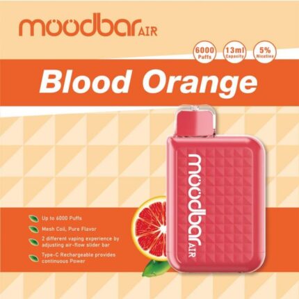 MoodBar Air Airflow Rechargeable Disposable 5% 6000 Puffs 5pk